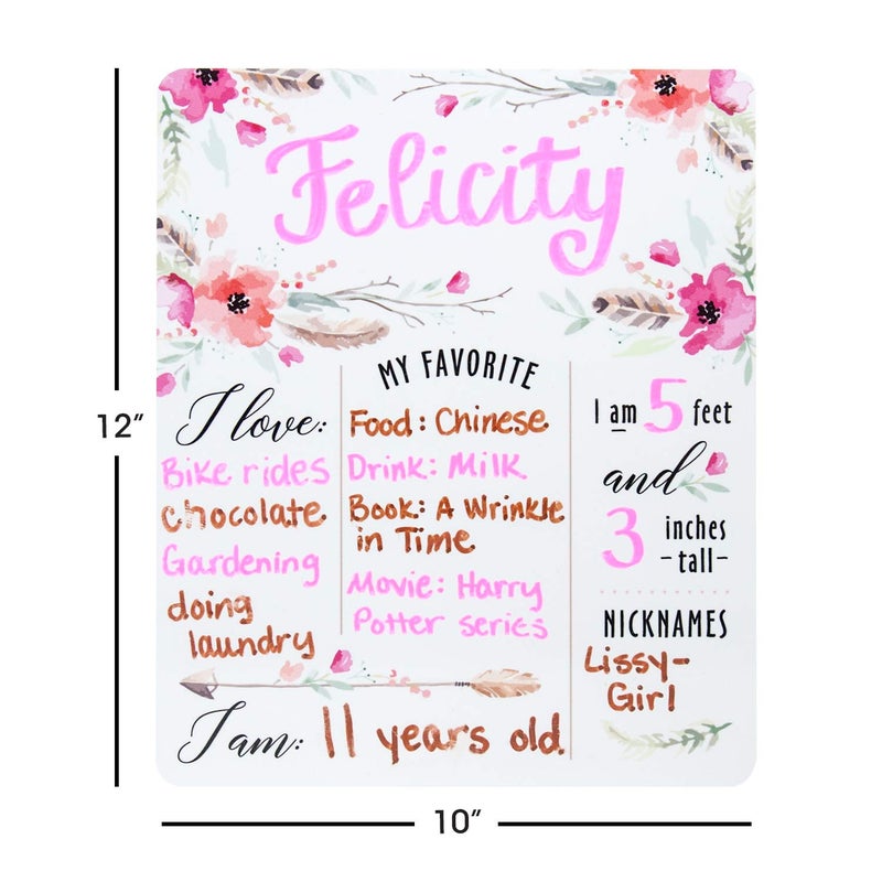 Canopy Street 12" x 10" Confetti Birthday Sign/Milestone Whiteboard Style Photo Prop/Reusable Birthday Dry Erase Board - Image 5